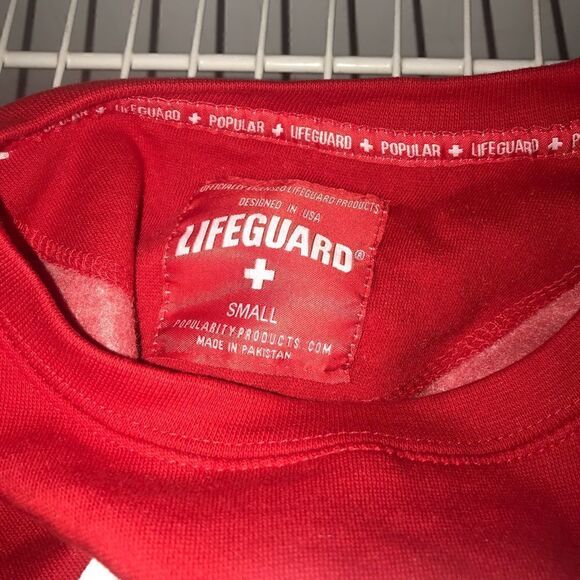 LIFEGUARD shirt by Popularity products.com. Red/white. Size Small Kauai Hawaii - Picture 3 of 3